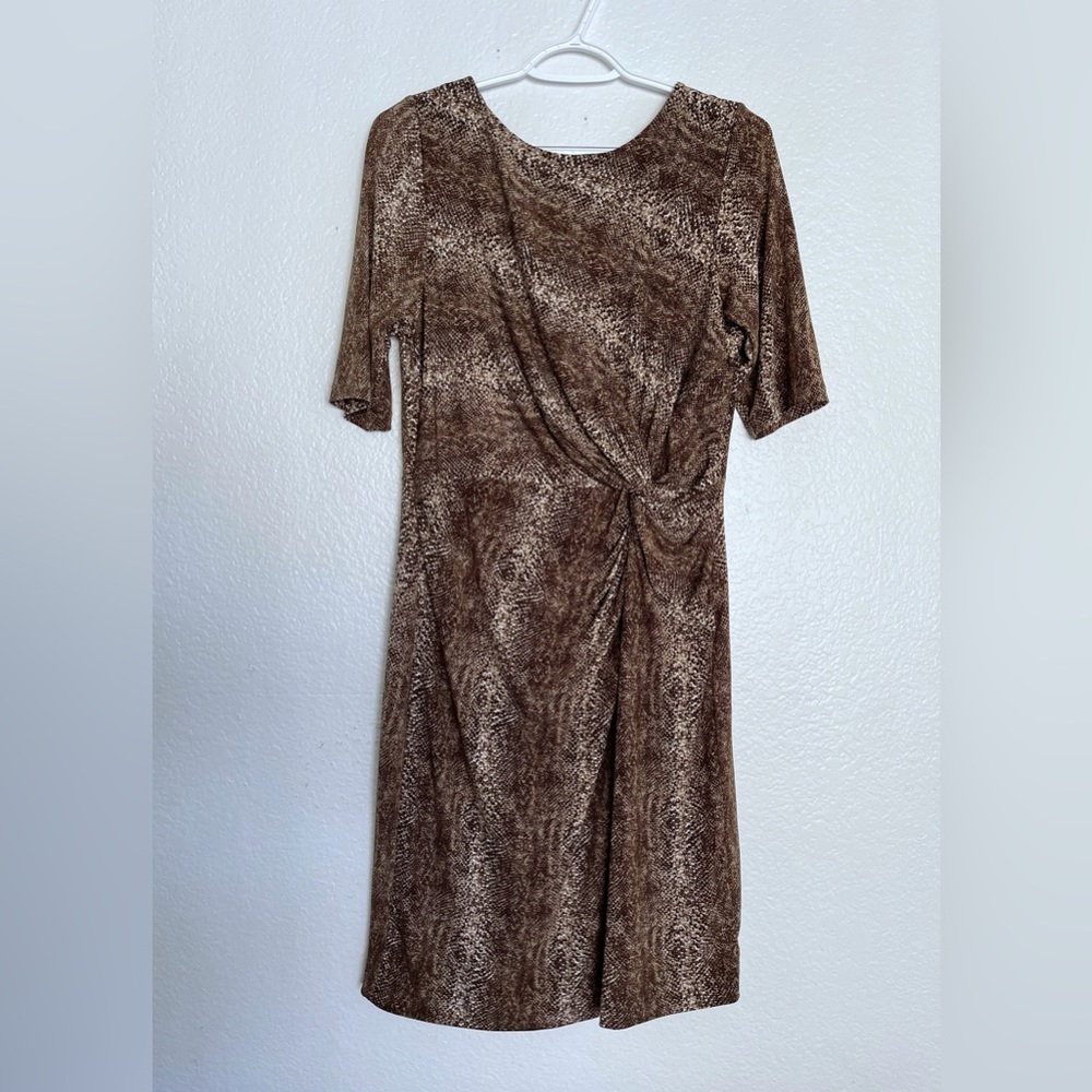 Chaus Women’s Leopard Animal Print Side Knot Sheath Dress size L
